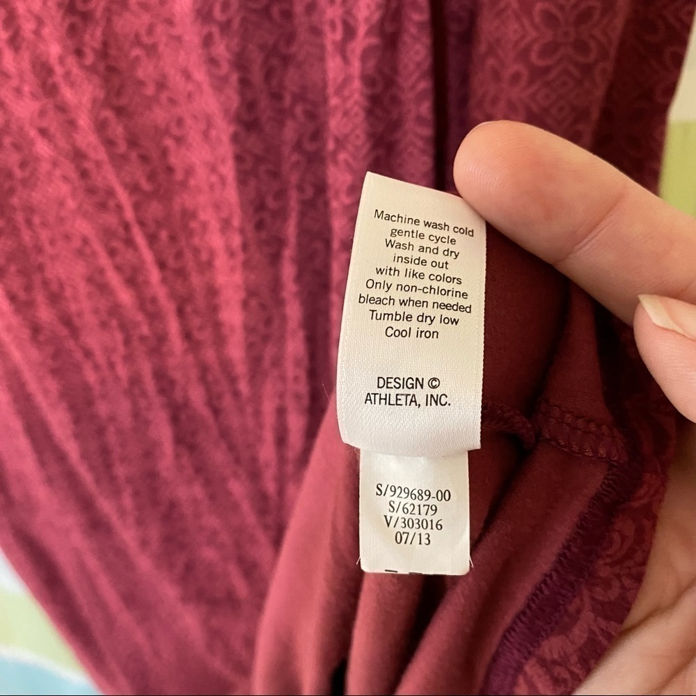 Athleta V Neck Long Sleeve Dress Burgundy Sz Small - Picture 8 of 9